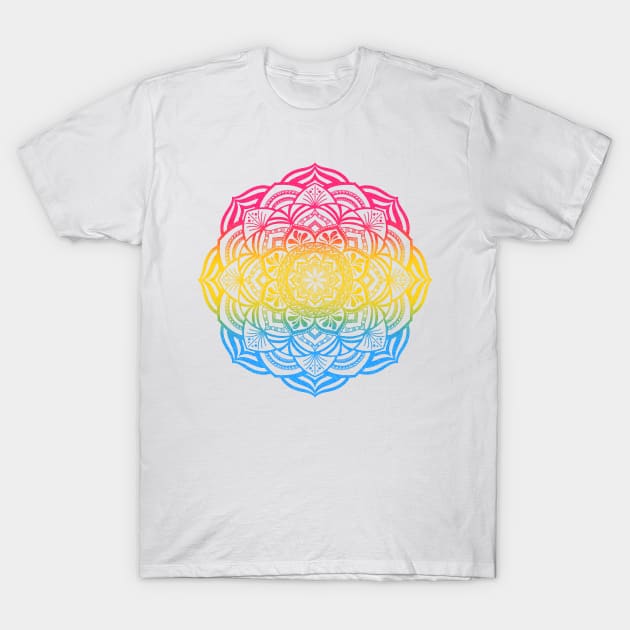 Gradient Pansexual Pride Mandala T-Shirt by JustGottaDraw